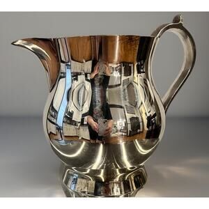 Vintage Oneida Silverplate Water Pitcher 7” Bulbous Body Footed Base Mid-Century